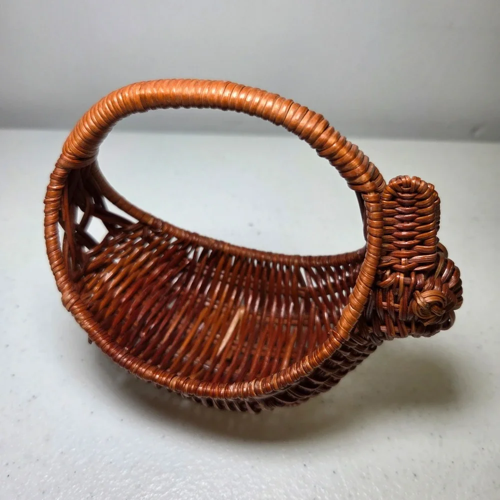 Small‎ Bunny Basket Trinket Rabbit Wicker Brown Easter Decor